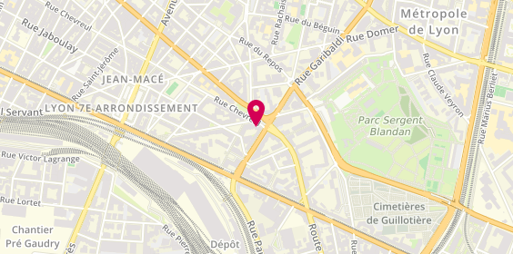 Plan de Pizza Hut, 98 Rue Chevreul, 69007 Lyon