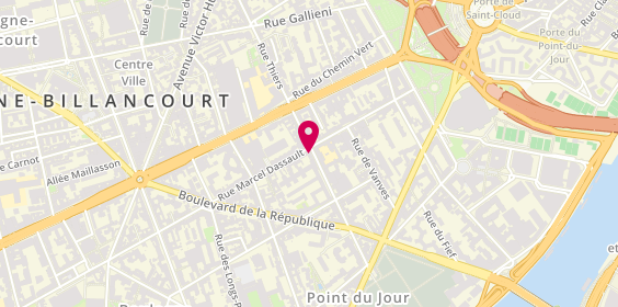 Plan de Pizzeria Da Angelo, 84 Rue Thiers, 92100 Boulogne-Billancourt