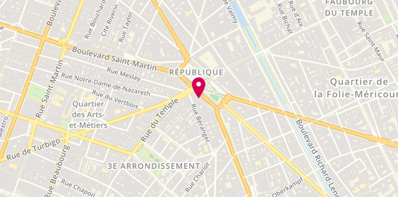 Plan de King Sandwich, 11 place de la République, 75003 Paris