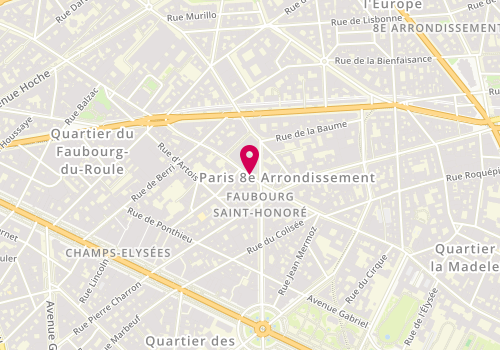 Plan de Starbucks, 162 Rue du Faubourg Saint-Honoré, 75008 Paris