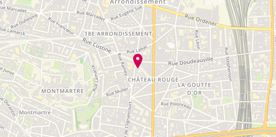 Plan de O'Délice de Montmartre, 15 Rue Custine, 75018 Paris