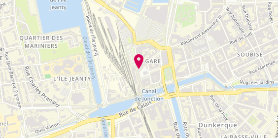 Plan de Restaurant Bellevue, 1 place de la Gare, 59140 Dunkerque